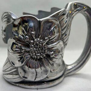 HACIENDA REAL Mexican Pewter Floral Cup Holder!